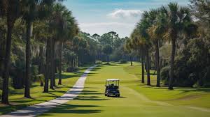 golf cart on golf course in florida 