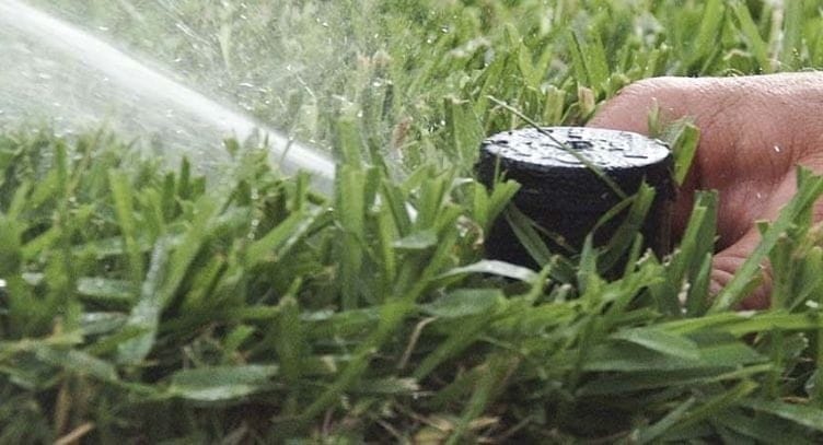 sprinkler spraying grass